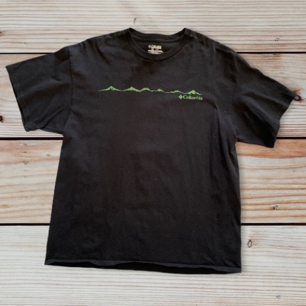 Columbia Teenage Black Mountain Range T-shirt Crew Neck Short Sleeve Sz XL